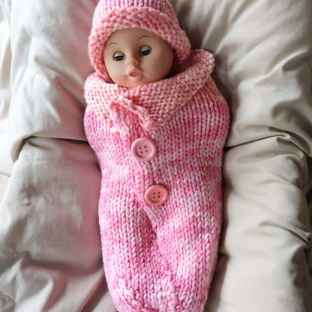 Baby Cocoon Pink Photo Prop Hand Crafted Knit One Piece Heirloom